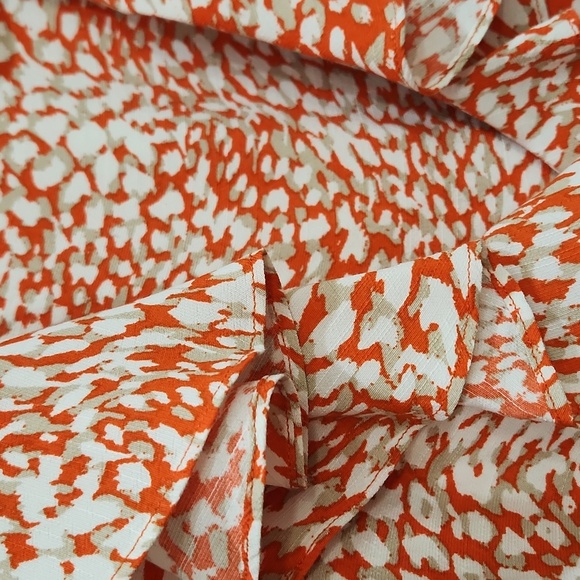 FREE PEOPLE French Quarter Wrap Mini Dress, Orange/Tan/White Print, Women's XS - Picture 12 of 13